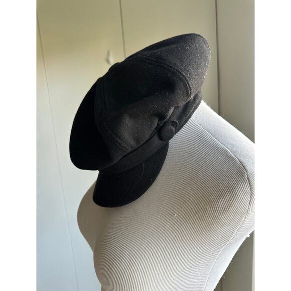 Vintage 90s Womens Newsboy Cap Black Wool Blend Accessories for Fall - Picture 4 of 9